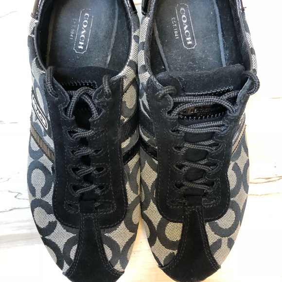 SOLD COACH Women’s Black & Silver Sneaker Shoes - Picture 2 of 8